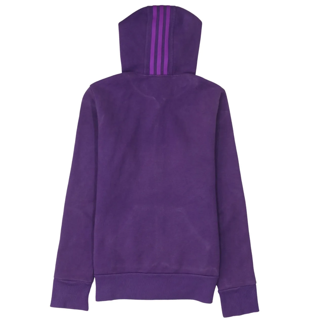 Adidas Purple Full Zip Hoodie Women's Medium Embroidered Logo Three Stripe Hood Pockets Sweatshirt sold by Vintage Club product image thumbnail 2