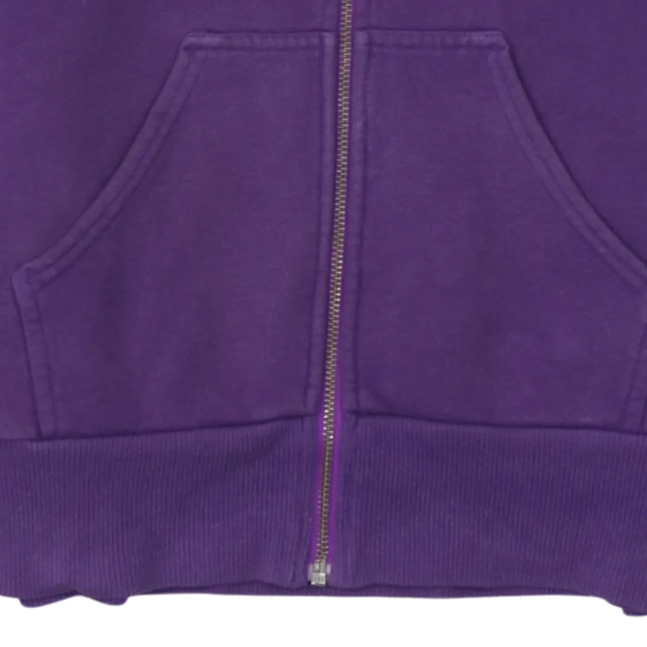Adidas Purple Full Zip Hoodie Women's Medium Embroidered Logo Three Stripe Hood Pockets Sweatshirt sold by Vintage Club product image thumbnail 4