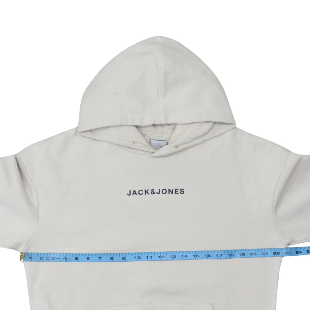 Jack&Jones 90's Drawstring Pockets Pullover Hoodie Medium Beige Cream sold by Vintage Club product image thumbnail 5