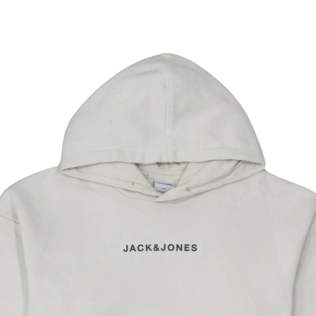 Jack&Jones 90's Drawstring Pockets Pullover Hoodie Medium Beige Cream sold by Vintage Club product image thumbnail 3