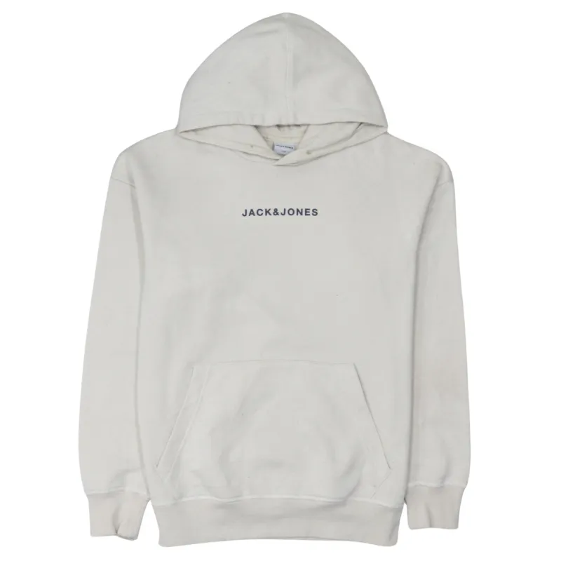 Jack&Jones 90's Drawstring Pockets Pullover Hoodie Medium  Beige Cream sold by Vintage Club