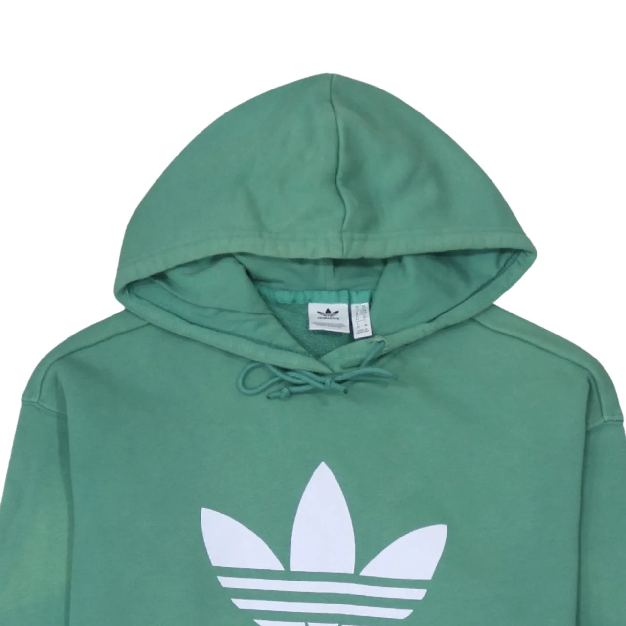 Adidas Green Hoodie Women’s XSmall Printed Trefoil Logo Front Pocket Pullover Sweatshirt sold by Vintage Club product image thumbnail 3