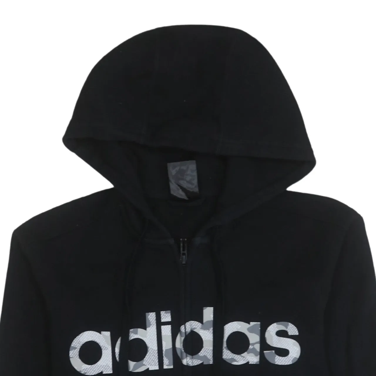 Adidas Black Full Zip Hoodie Men's Small Printed Logo Split Pocket Hooded Sweatshirt sold by Vintage Club product image thumbnail 3