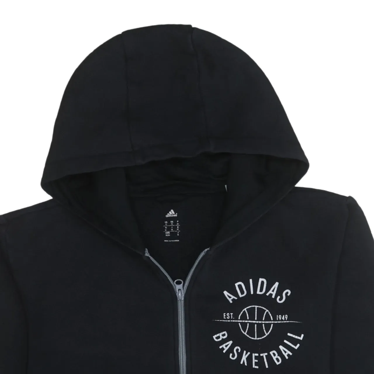 Adidas 90's Drawstring Pockets Full Zip Up Hoodie Medium Black sold by Vintage Club product image thumbnail 3