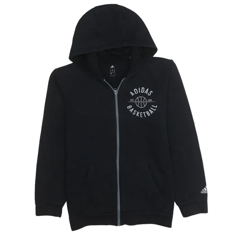 Adidas 90's Drawstring Pockets Full Zip Up Hoodie Medium Black sold by Vintage Club