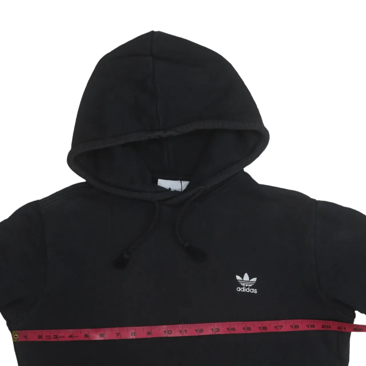 Adidas 90's Drawstring Pockets Pullover Hoodie Medium Black sold by Vintage Club product image thumbnail 5