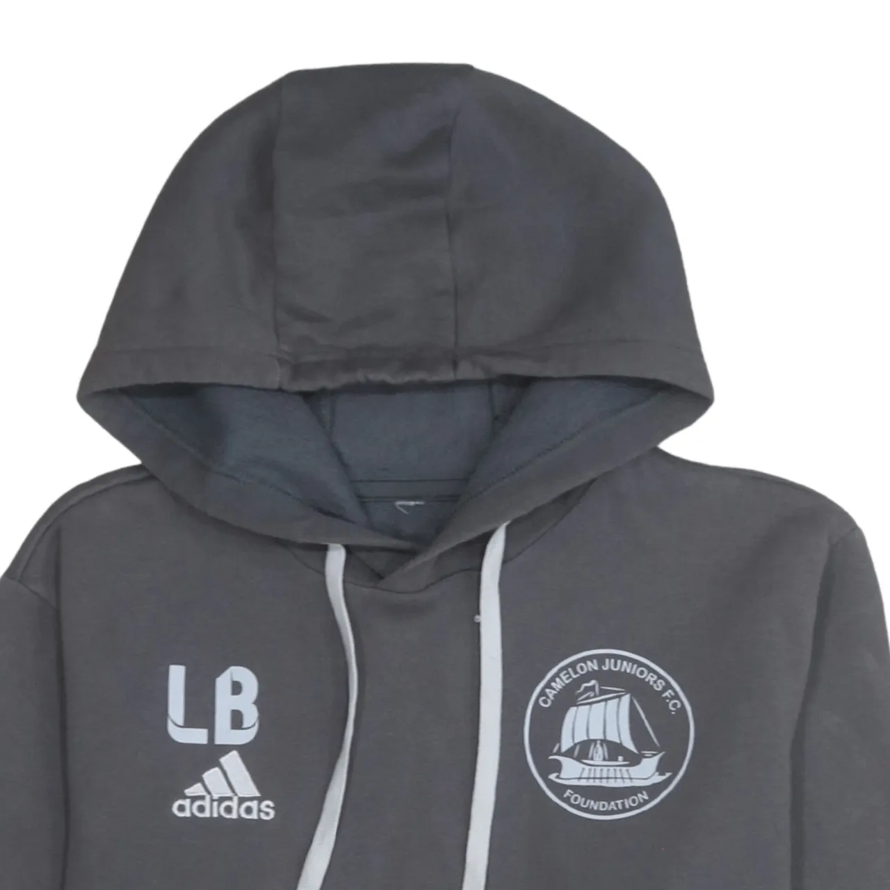 Adidas 90's Drawstring Pockets Pullover Hoodie Medium Grey sold by Vintage Club product image thumbnail 3