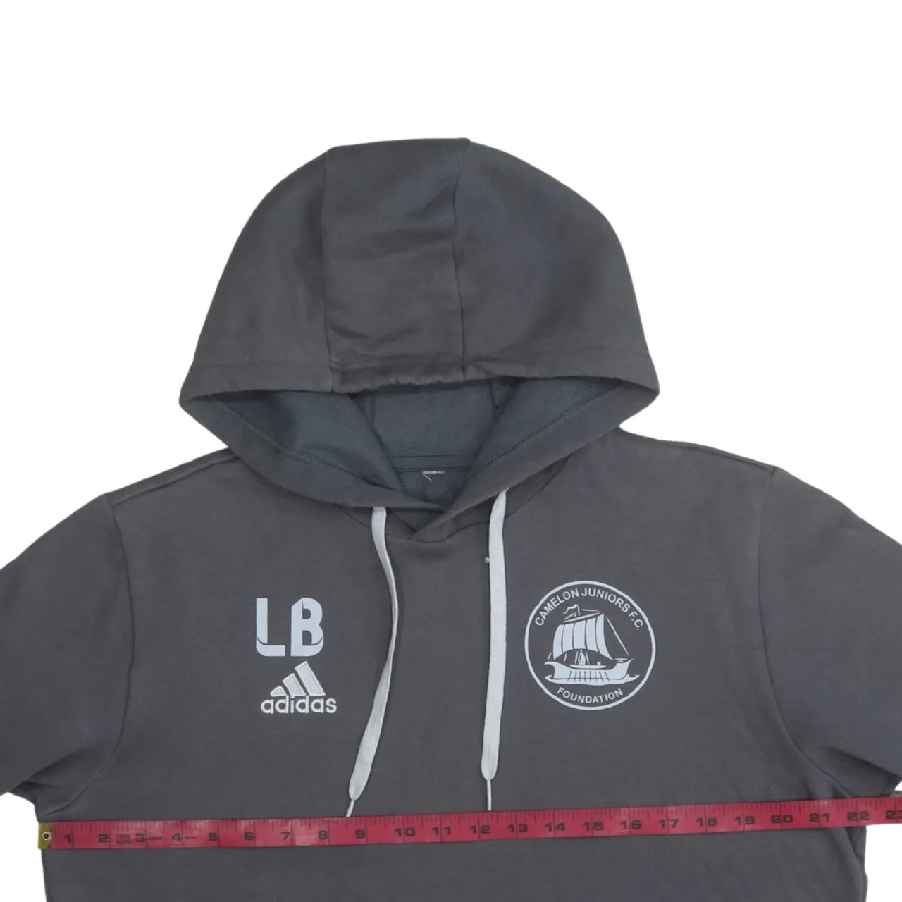 Adidas 90's Drawstring Pockets Pullover Hoodie Medium Grey sold by Vintage Club product image thumbnail 5