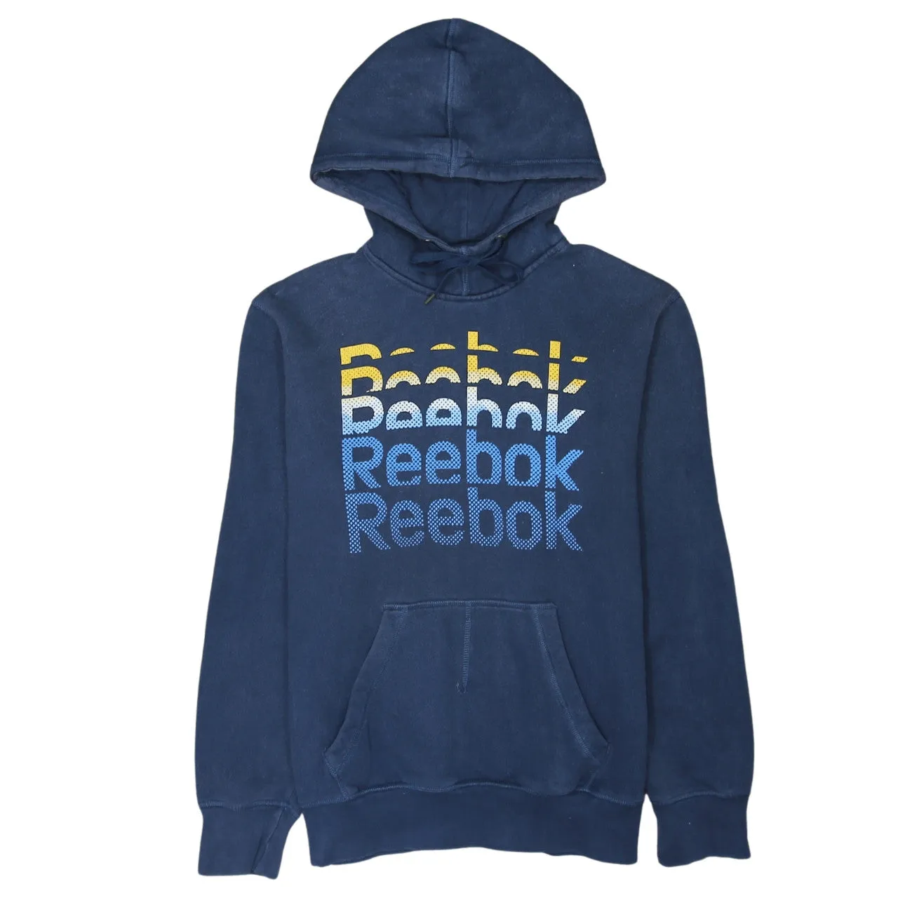 Reebok 90's Spellout Pullover Hoodie Small Navy Blue sold by Vintage Club