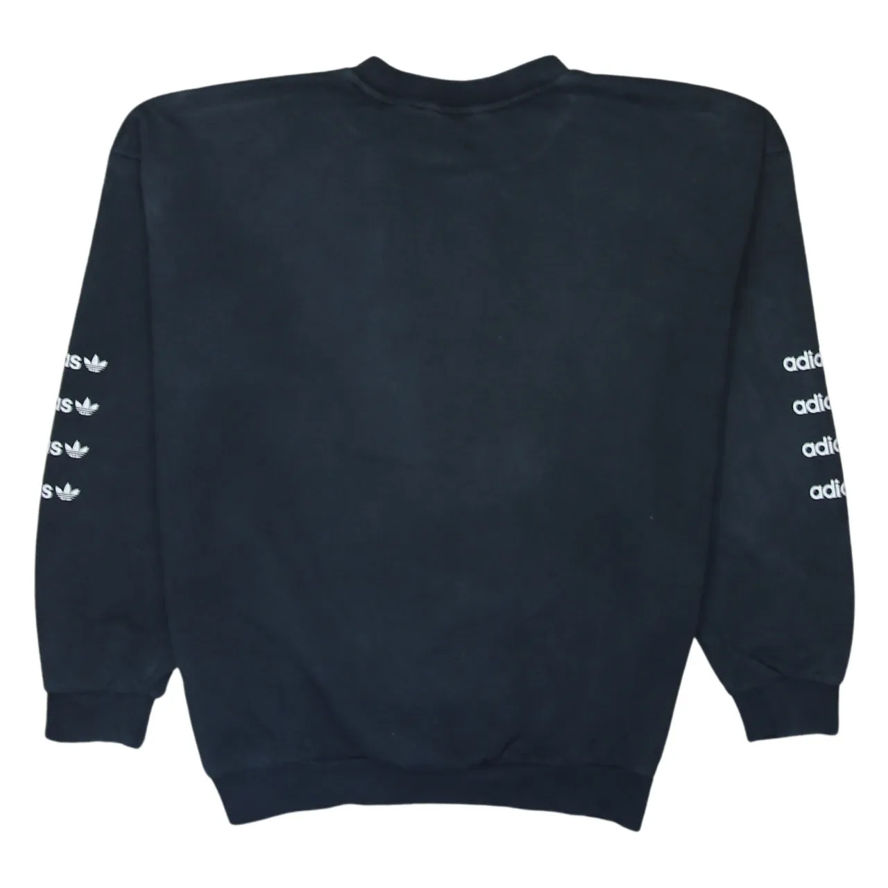 Adidas Black Sweatshirt Women’s Large Embroidered Trefoil Logo Sleeve Print Pullover Jumper sold by Vintage Club product image thumbnail 2