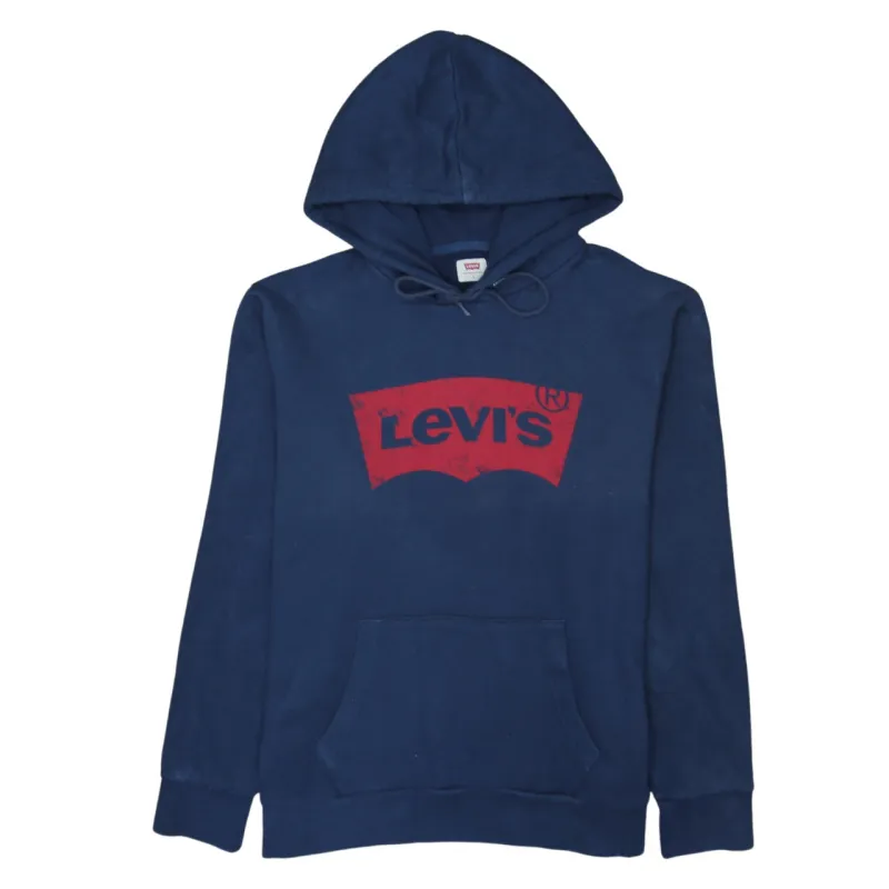 Levi's 90's Spellout Pullover Hoodie Large Navy Blue made by Levi's