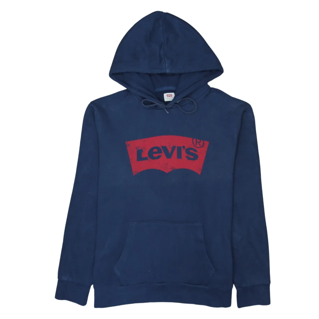 Levi's 90's Spellout Pullover Hoodie Large Navy Blue sold by Vintage Club
