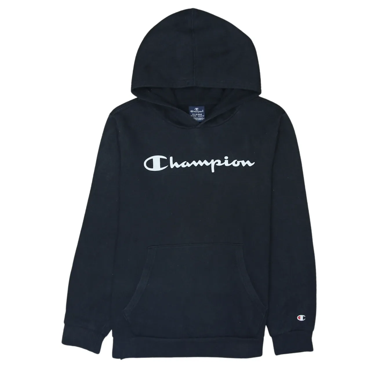 Champion 90's Spellout Pullover Hoodie XLarge Black sold by Vintage Club