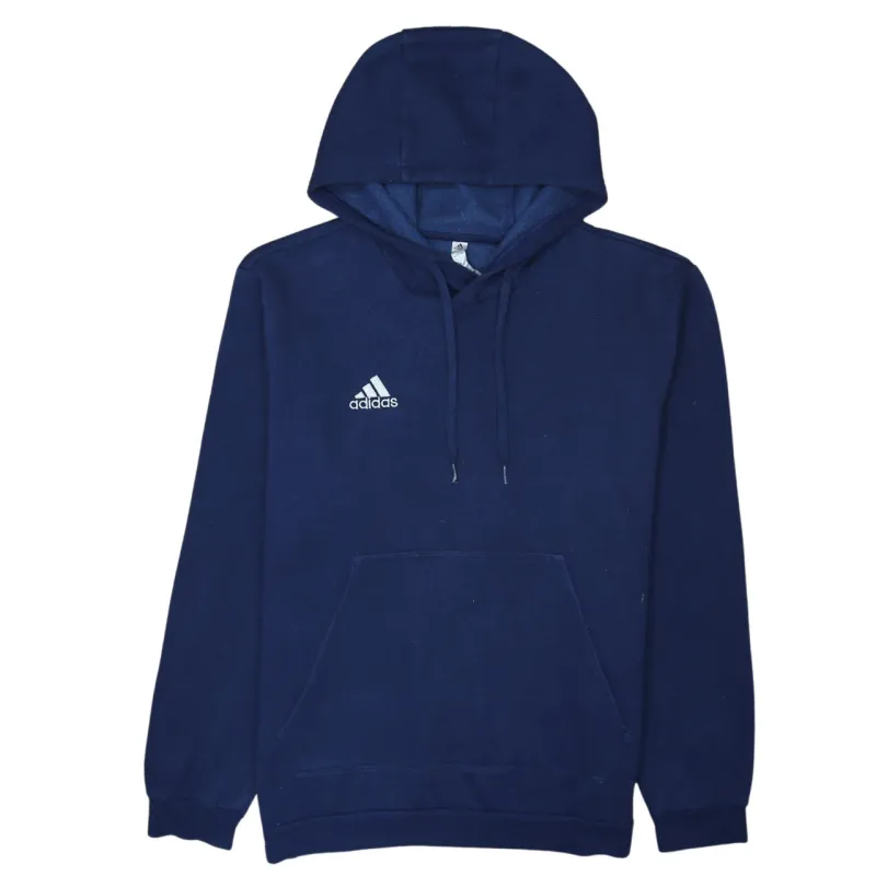Adidas 90's Drawstring Pockets Pullover Hoodie Large Navy Blue sold by Vintage Club