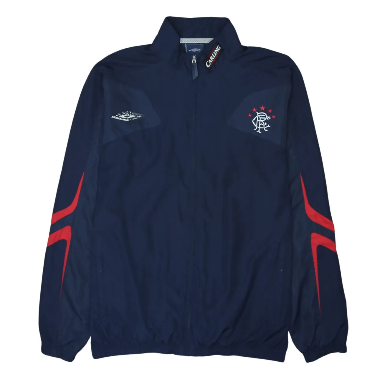 Umbro Navy Blue Windbreaker Jacket Men's Medium Rangers Embroidered Crest Carling Sponsor Track Top sold by Vintage Club