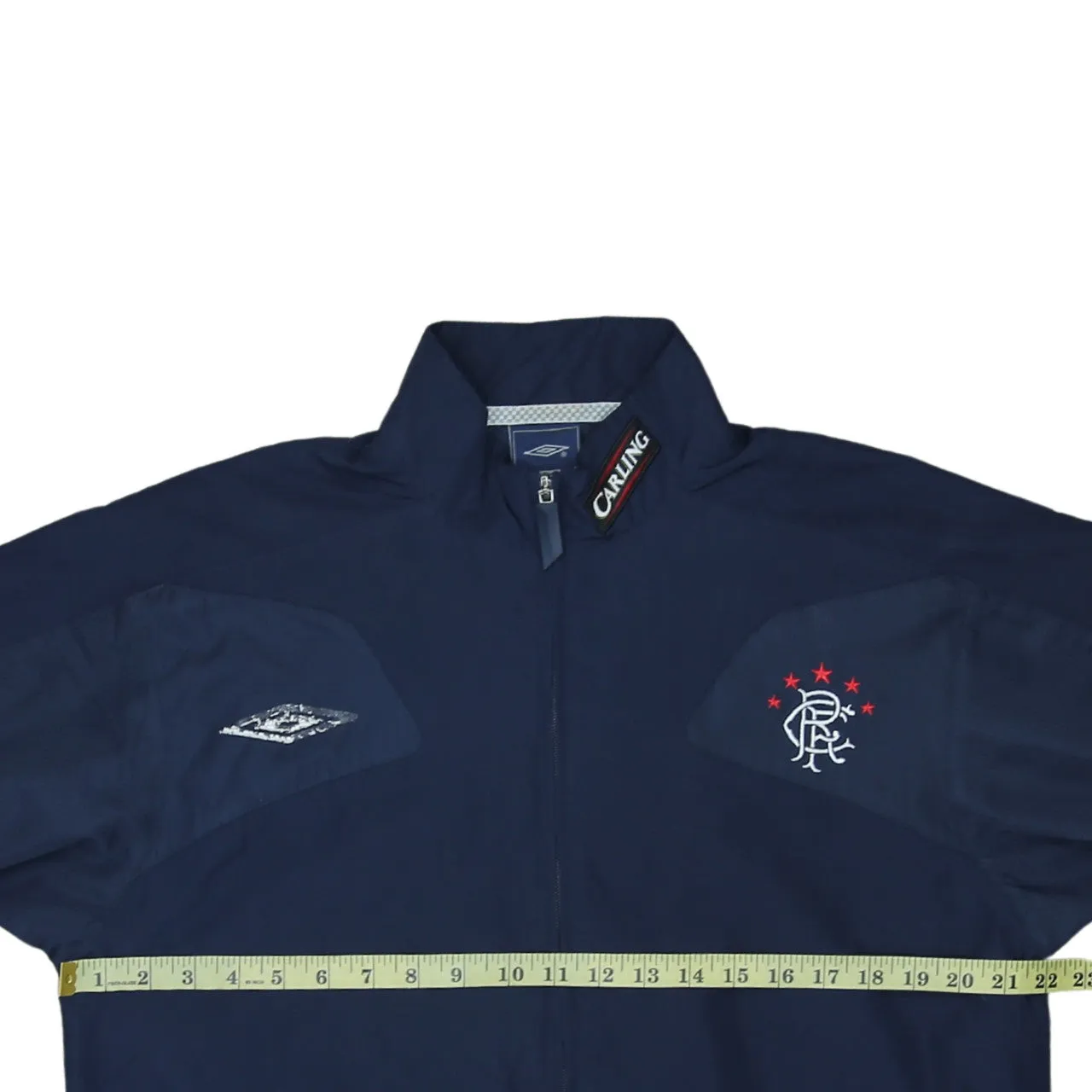 Umbro Navy Blue Windbreaker Jacket Men's Medium Rangers Embroidered Crest Carling Sponsor Track Top sold by Vintage Club product image thumbnail 5