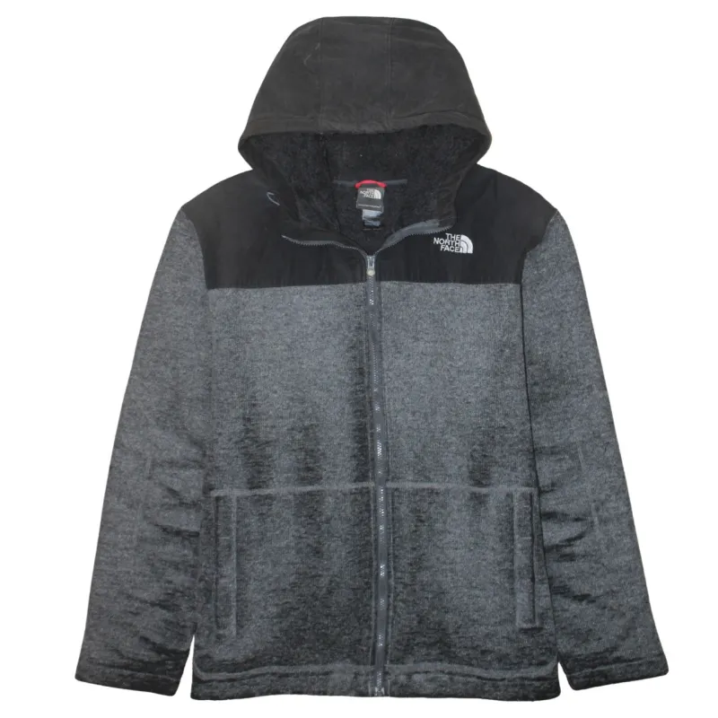 The North Face Grey Black Full Zip Hoodie Men's XXLarge Embroidered Logo Fleece Jacket made by The North Face