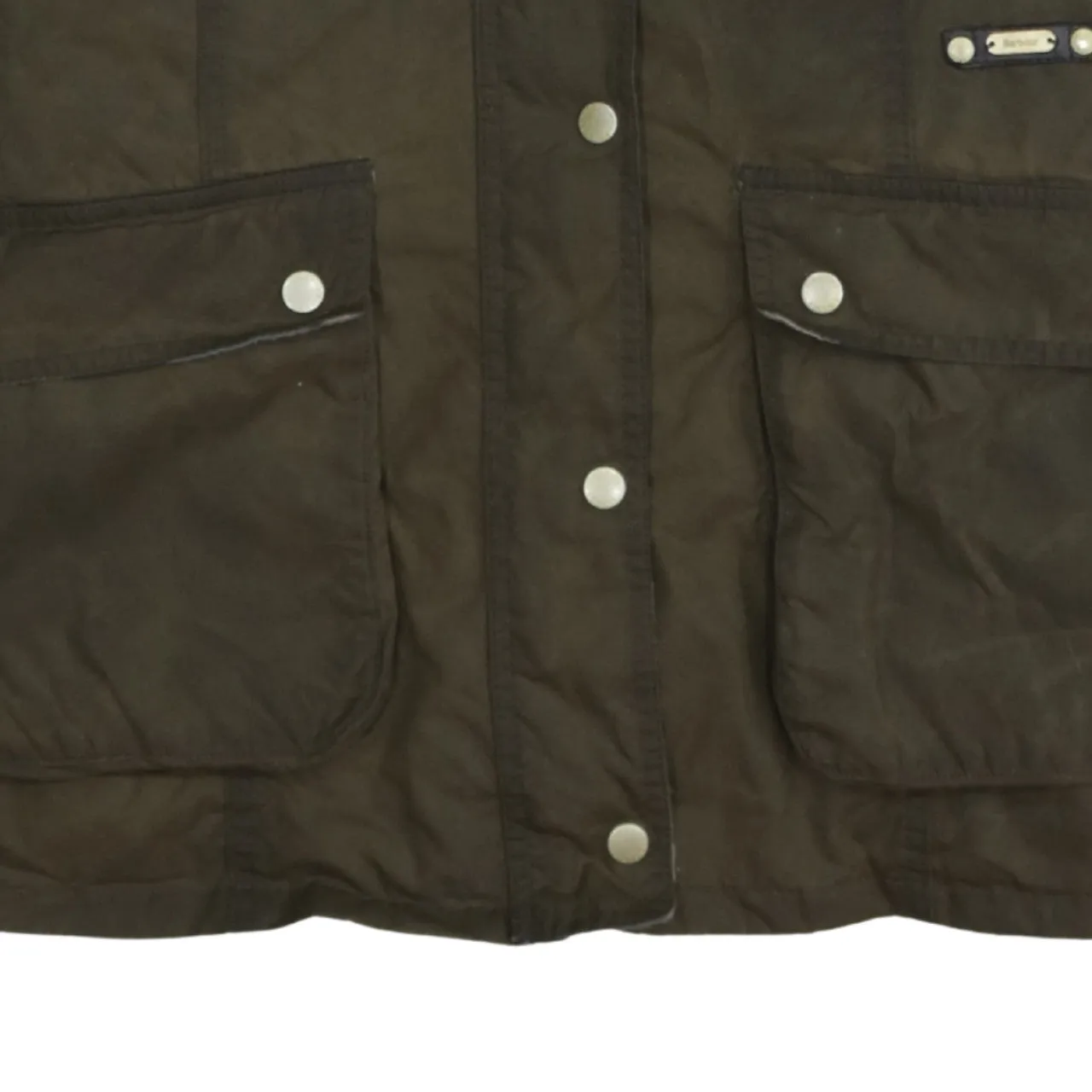 Barbour Olive Green Wax Jacket Women’s Large Cord Collar Multi Pocket Field Coat sold by Vintage Club product image thumbnail 4