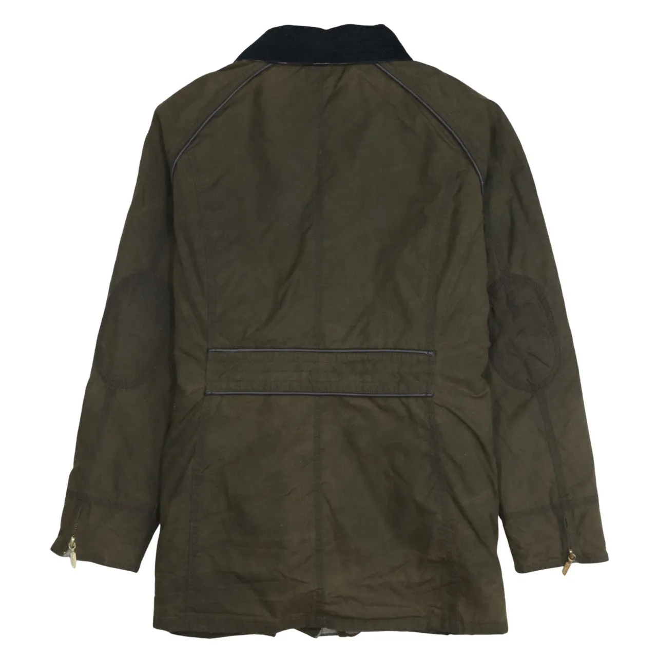 Barbour Olive Green Wax Jacket Women’s Large Cord Collar Multi Pocket Field Coat sold by Vintage Club product image thumbnail 2