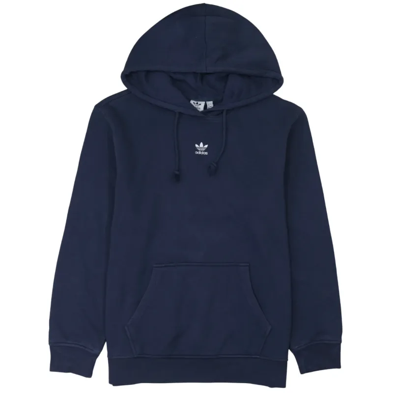 Adidas Navy Blue Hoodie Women’s Large Embroidered Trefoil Logo Front Pocket Pullover Sweatshirt sold by Vintage Club