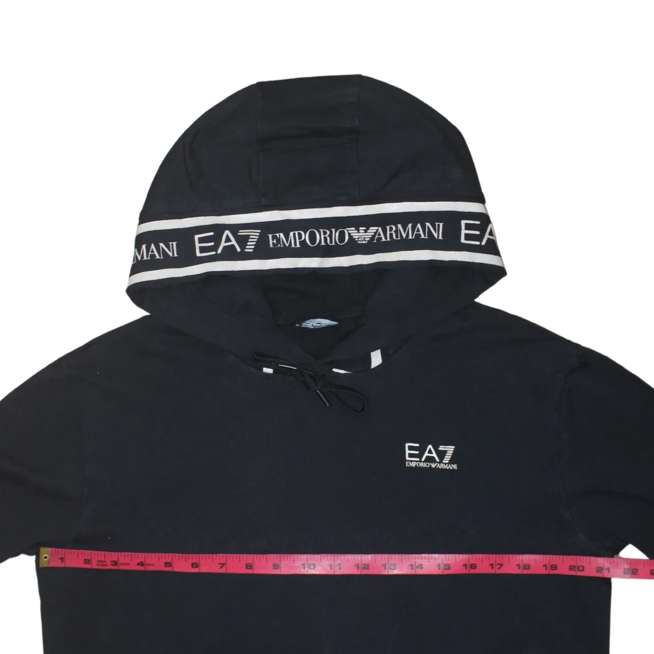 Emporio Armani Black EA7 Hoodie Men's Small Logo Tape Cuffs Hooded Sweatshirt Top sold by Vintage Club product image thumbnail 5