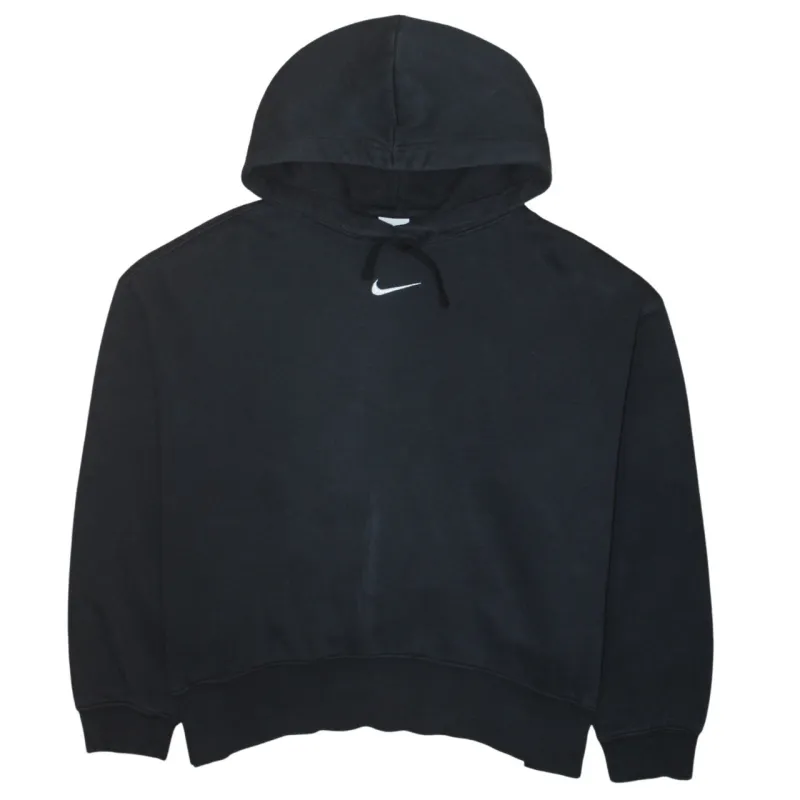Nike Black Hoodie Men's Large Embroidered Swoosh Pullover Fleece Hooded Sweatshirt sold by Vintage Club