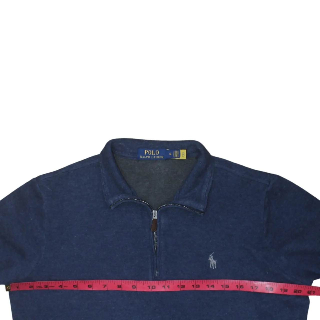 Polo Ralph Lauren Navy Blue Quarter Zip Sweatshirt Men's Medium Embroidered Logo Pouch Pocket Pullover sold by Vintage Club product image thumbnail 5