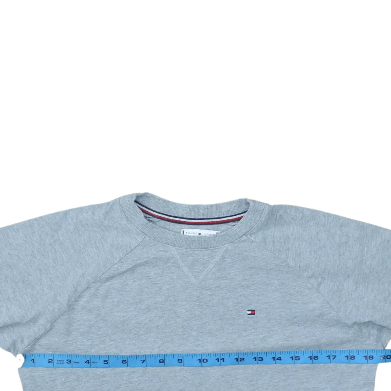 Tommy Hilfiger Light Grey Sweatshirt Men's Small Embroidered Flag Logo Crewneck Pullover sold by Vintage Club product image thumbnail 5