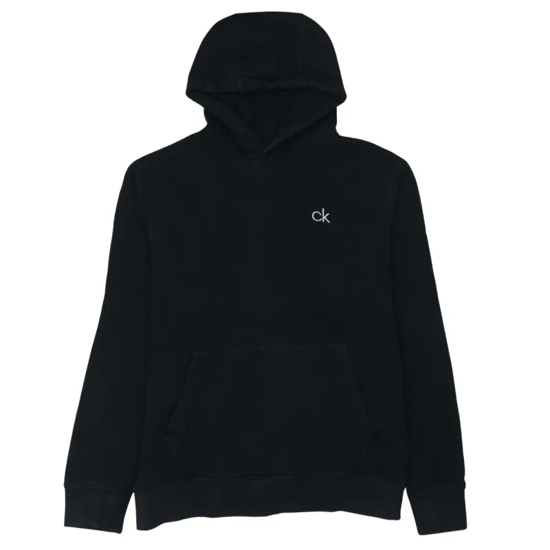 Calvin Klein Black Hoodie Men's Large Embroidered CK Logo Front Pouch Pullover Sweatshirt sold by Vintage Club
