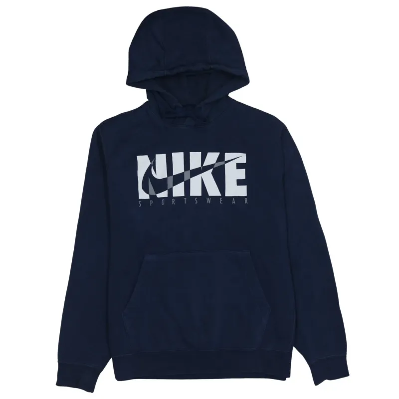 Nike Navy Blue Hoodie Men's Medium Printed Sportswear Logo Front Pocket Sweatshirt sold by Vintage Club