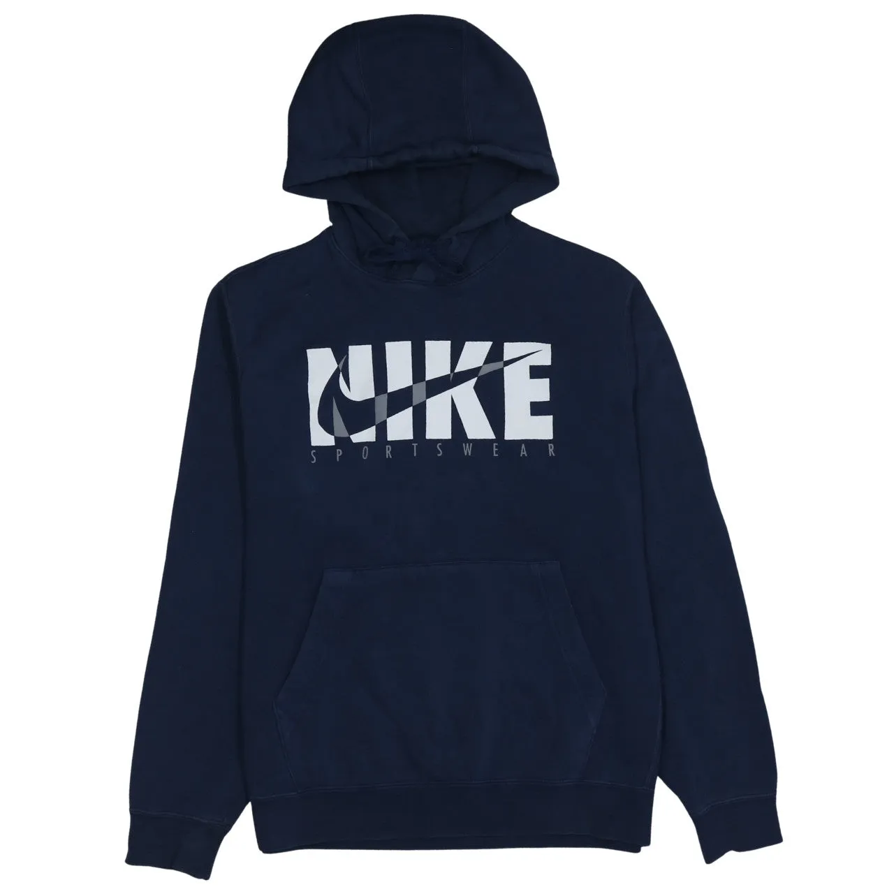 Nike Navy Blue Hoodie Men's Medium Printed Sportswear Logo Front Pocket Sweatshirt sold by Vintage Club