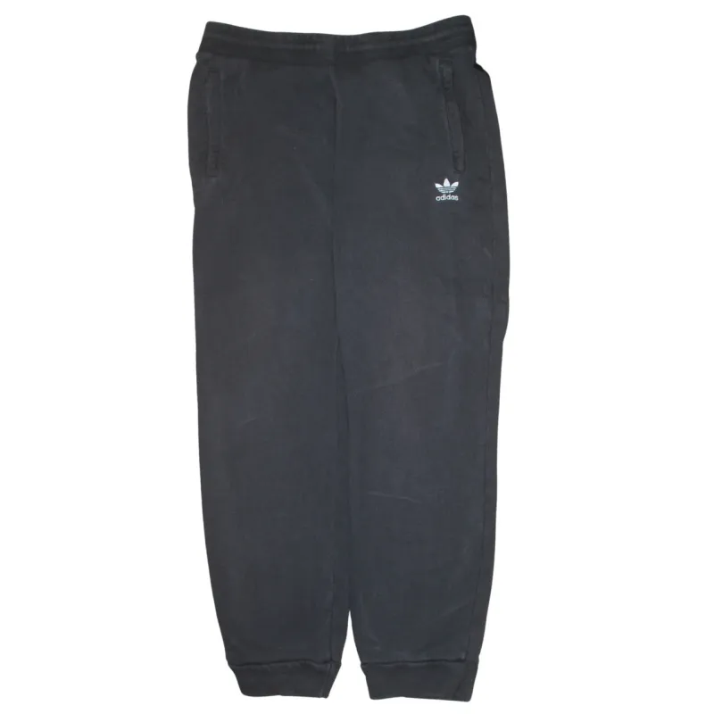 Adidas Black Joggers Sweatpants Men's Large Embroidered Trefoil Logo Elastic Cuffs Loungewear made by Adidas