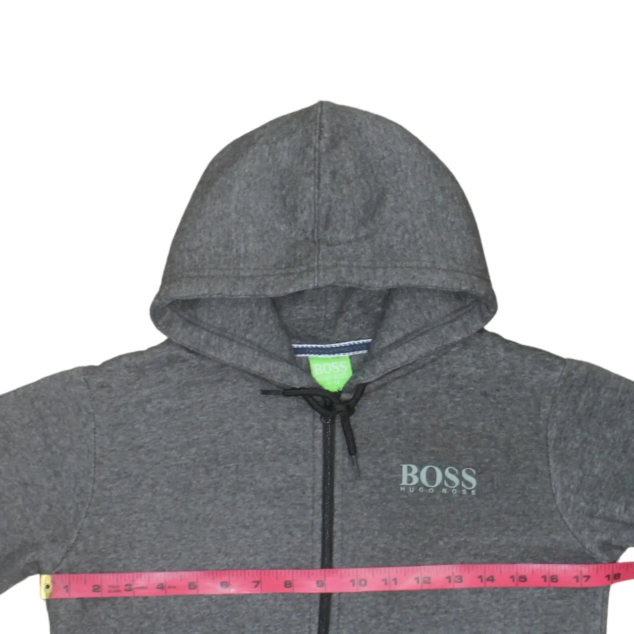 HUGO BOSS Dark Grey Hoodie Women’s Small Zip Front Printed Logo Fleece Sweatshirt sold by Vintage Club product image thumbnail 5