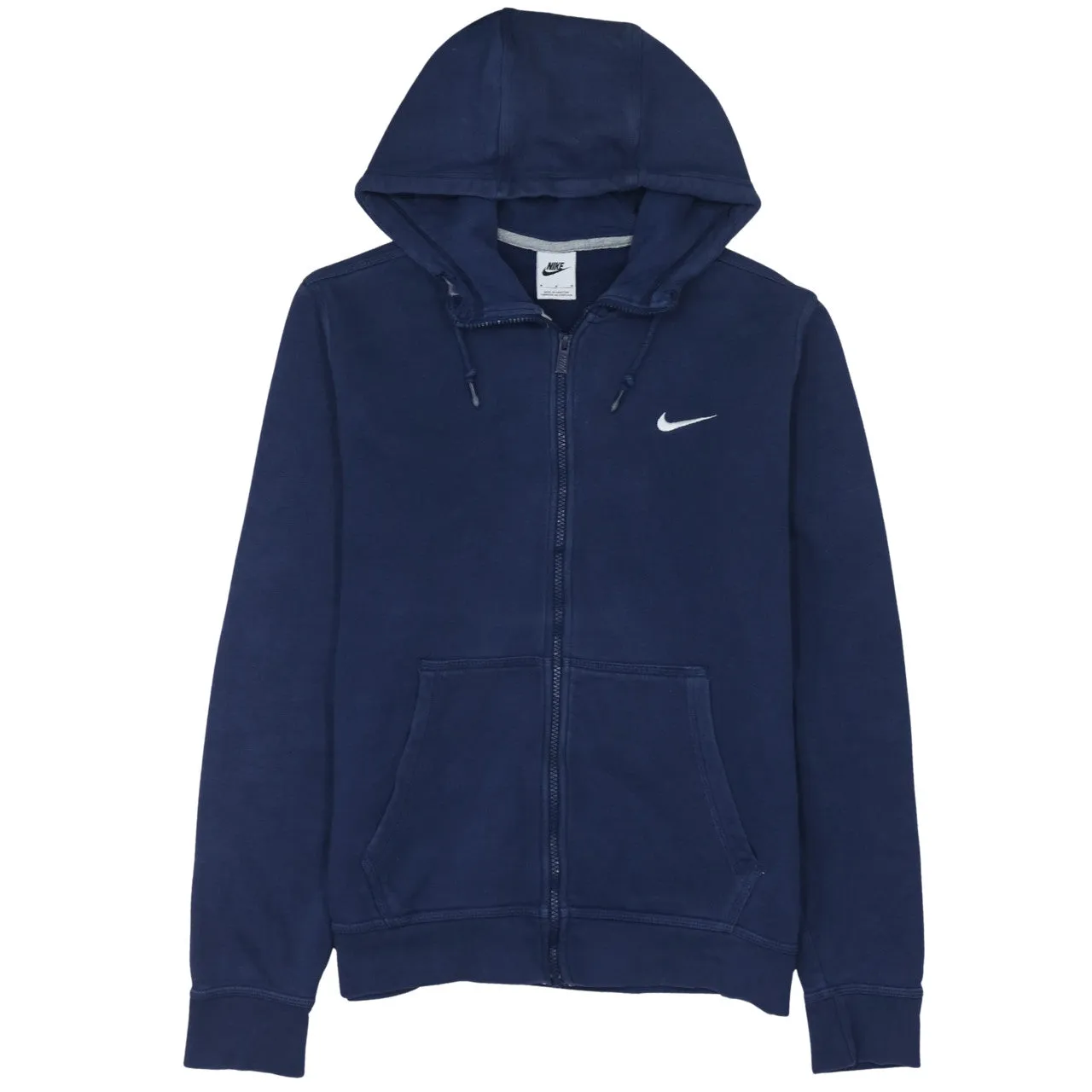 Nike Navy Blue Full Zip Hoodie Men's Medium Embroidered Swoosh Split Pocket Sweatshirt sold by Vintage Club