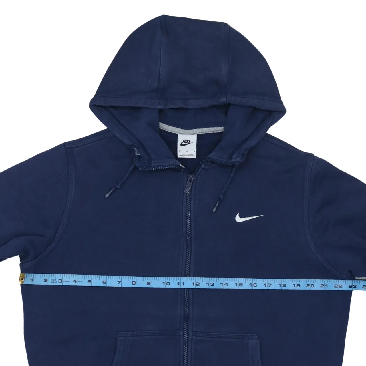 Nike Navy Blue Full Zip Hoodie Men's Medium Embroidered Swoosh Split Pocket Sweatshirt sold by Vintage Club product image thumbnail 5
