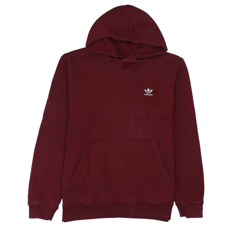 Adidas Burgundy Red Hoodie Men's Large Trefoil Embroidered Logo Front Pocket Pullover Sweatshirt sold by Vintage Club