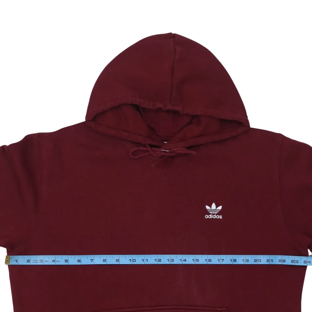 Adidas Burgundy Red Hoodie Men's Large Trefoil Embroidered Logo Front Pocket Pullover Sweatshirt sold by Vintage Club product image thumbnail 5