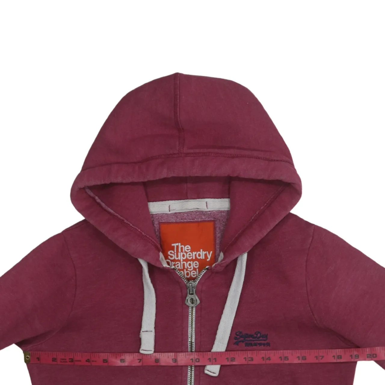 Superdry Burgundy Red Full Zip Hoodie Women’s Small Embroidered Chest Logo Front Pockets Fleece Top sold by Vintage Club product image thumbnail 5