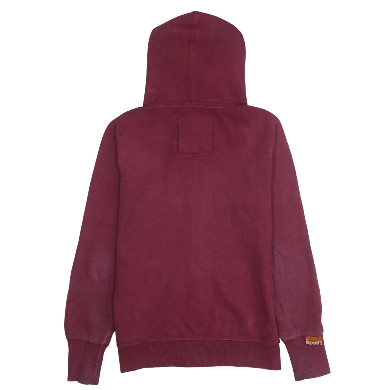 Superdry Burgundy Red Full Zip Hoodie Women’s Small Embroidered Chest Logo Front Pockets Fleece Top sold by Vintage Club product image thumbnail 2