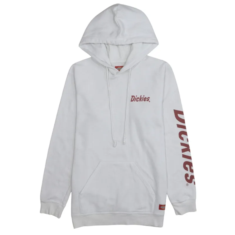 Dickies White Hoodie Women's Large Printed Logo Sleeve Graphic Back Pullover Sweatshirt sold by Vintage Club