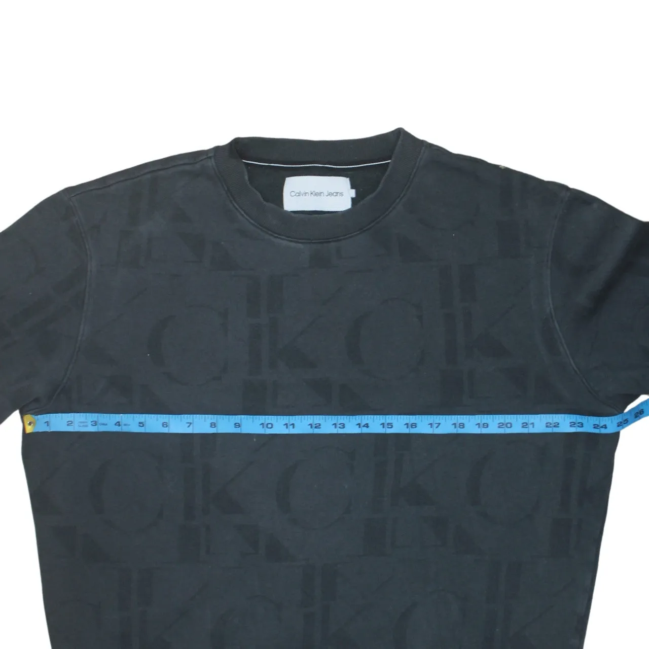 Calvin Klein Black Sweatshirt Men's XLarge All Over CK Logo Crewneck Pullover Jumper sold by Vintage Club product image thumbnail 5