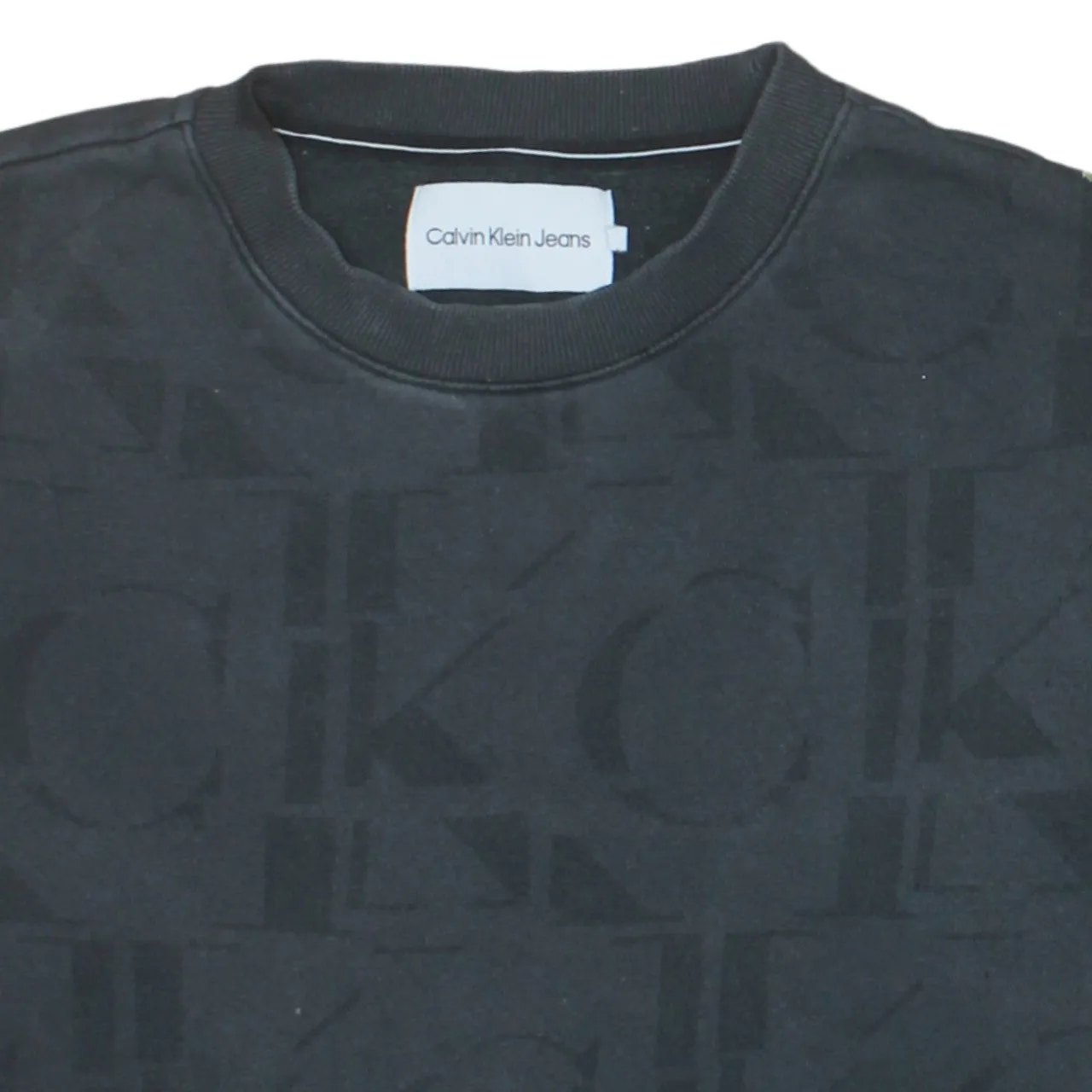 Calvin Klein Black Sweatshirt Men's XLarge All Over CK Logo Crewneck Pullover Jumper sold by Vintage Club product image thumbnail 3