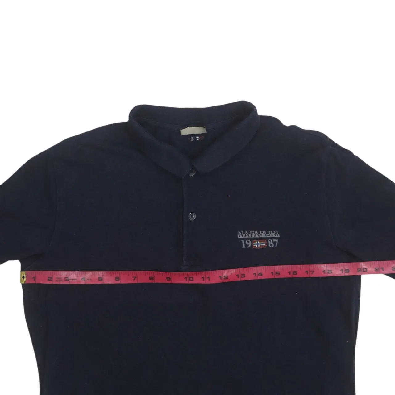 Napapijri 90's Long Sleeve Quarter Button Polo Shirt Large Navy Blue sold by Vintage Club product image thumbnail 5