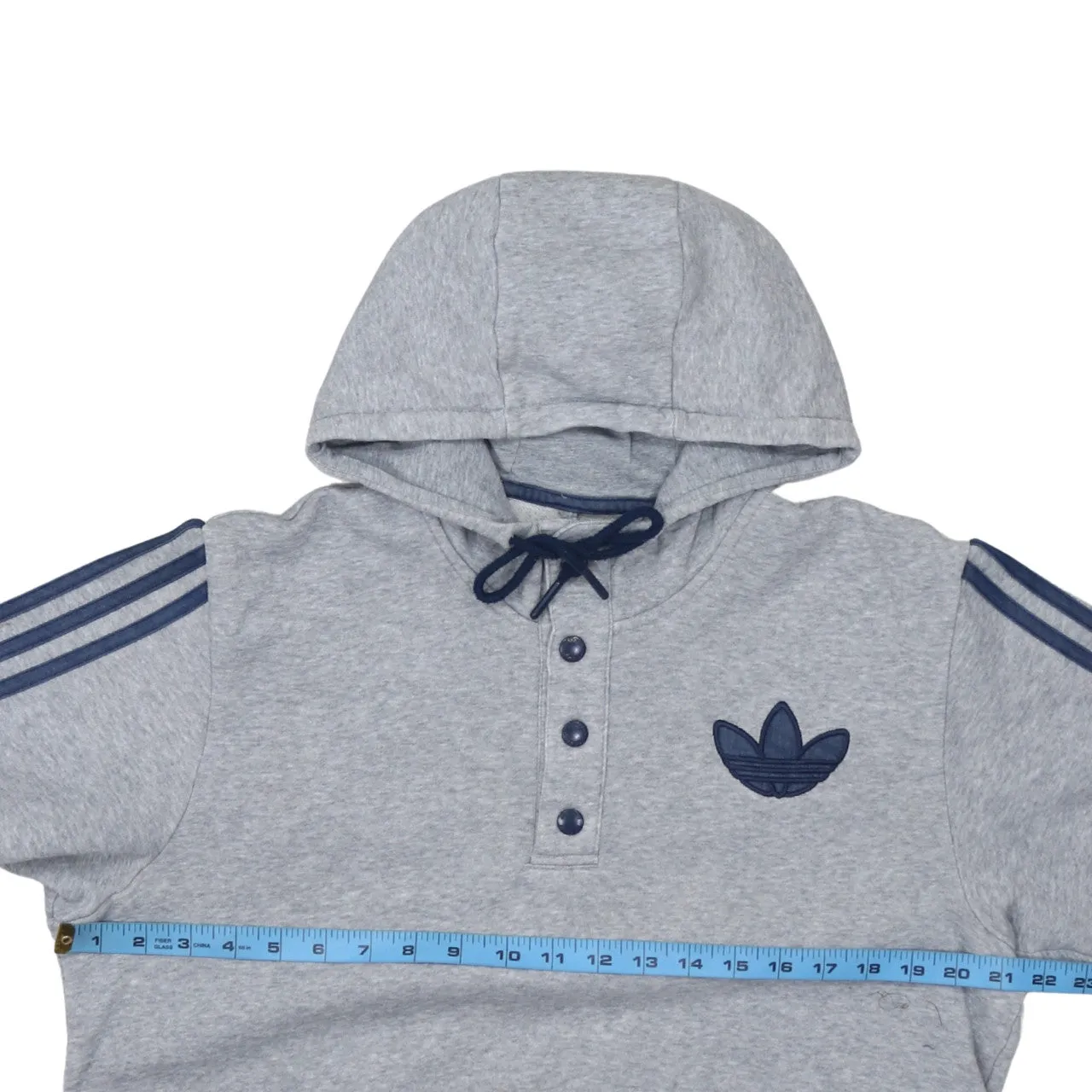 Adidas Grey Hoodie Women’s Medium Trefoil Embroidered Logo Three Stripe Sleeves Pullover Sweatshirt sold by Vintage Club product image thumbnail 5