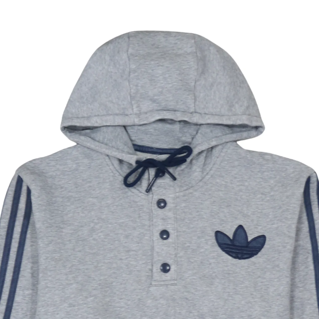 Adidas Grey Hoodie Women’s Medium Trefoil Embroidered Logo Three Stripe Sleeves Pullover Sweatshirt sold by Vintage Club product image thumbnail 3