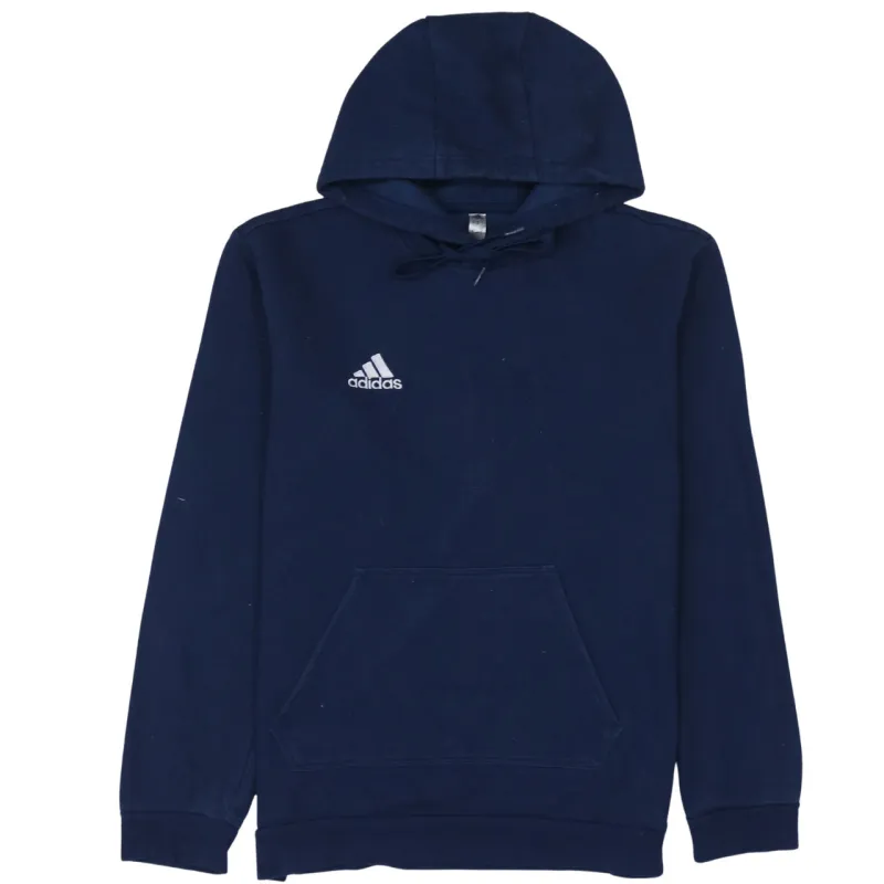 Adidas Navy Blue Hoodie Men's Medium Embroidered Chest Logo Front Pocket Pullover Sweatshirt sold by Vintage Club