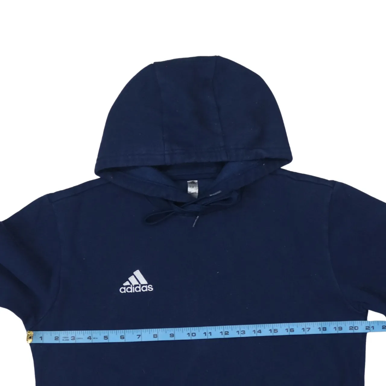 Adidas Navy Blue Hoodie Men's Medium Embroidered Chest Logo Front Pocket Pullover Sweatshirt sold by Vintage Club product image thumbnail 5