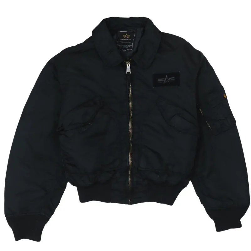 Alpha Industries Black Bomber Jacket Men’s XLarge Zip Pockets Ribbed Hem Flight Outerwear sold by Vintage Club