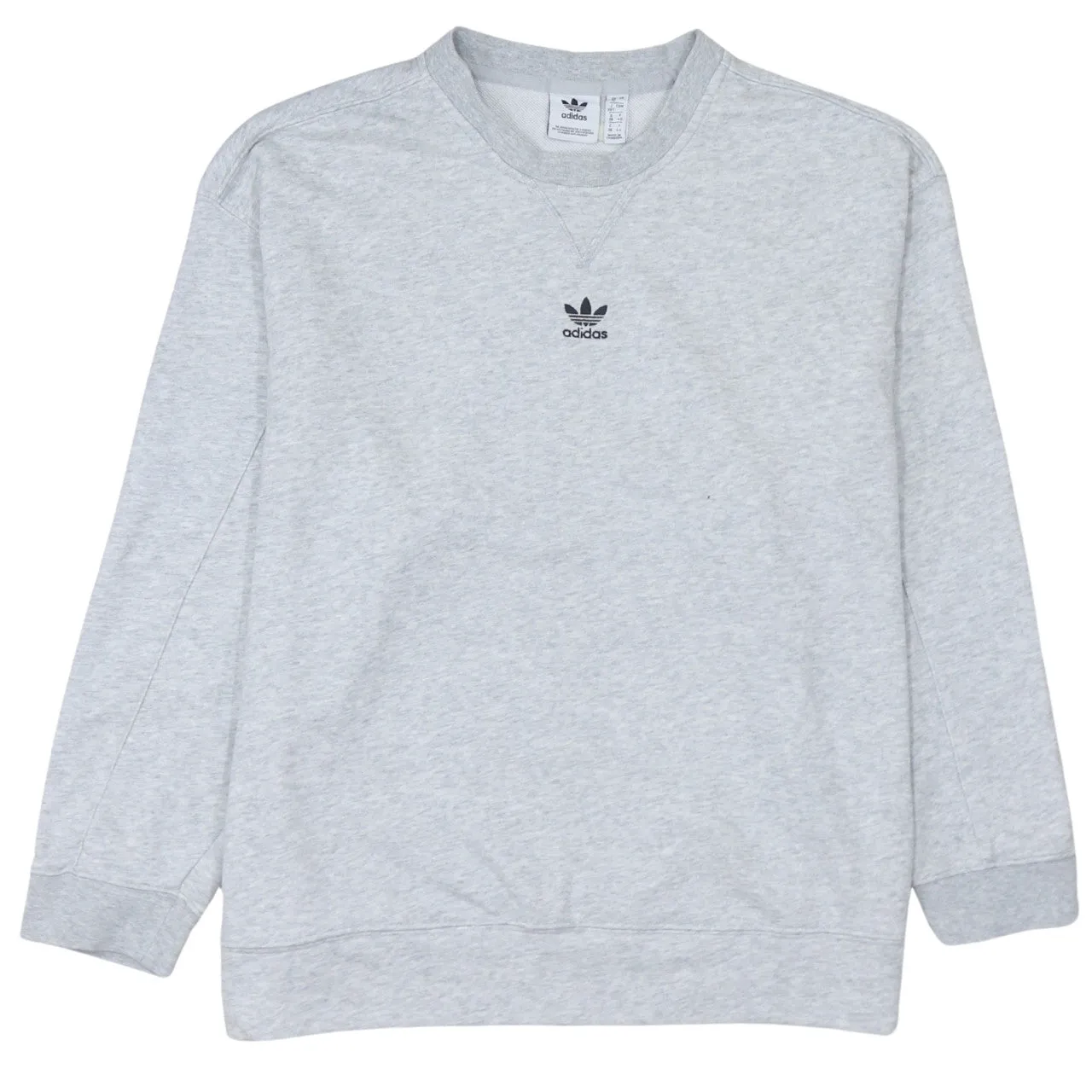 Adidas Light Grey Sweatshirt Women's Large Embroidered Trefoil Logo Crewneck Pullover Top sold by Vintage Club