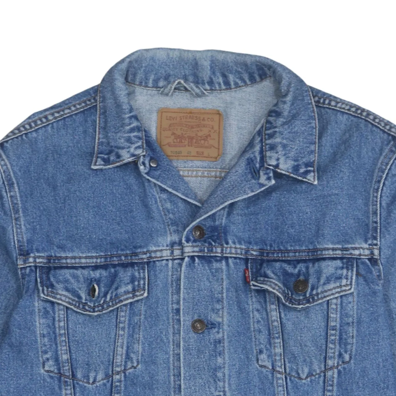 Levi's Light Blue Denim Jacket Women's Large Button Front Pockets Classic Trucker sold by Vintage Club product image thumbnail 3